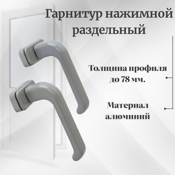 Гарнитур нажимной раздельный Elementis, ручка для пвх и алюминиевой ...