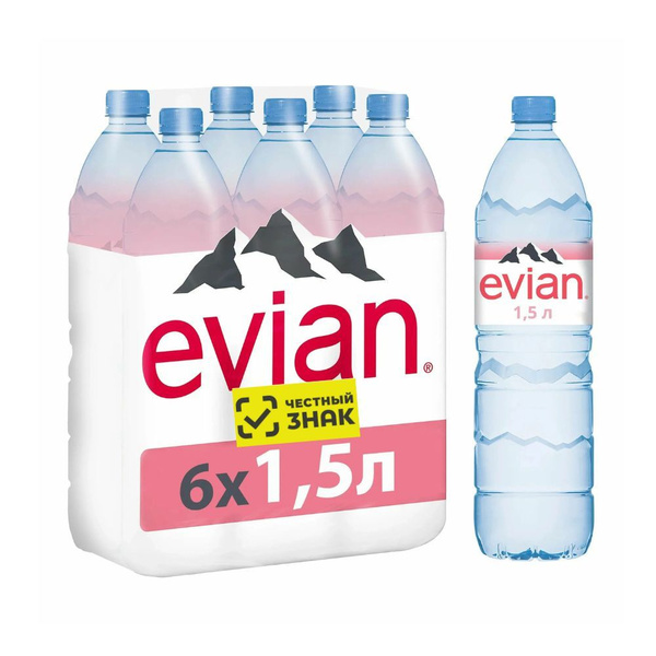 Вода минеральная природная Evian (Эвиан), 1,5 л х 6 шт, негазированная ...