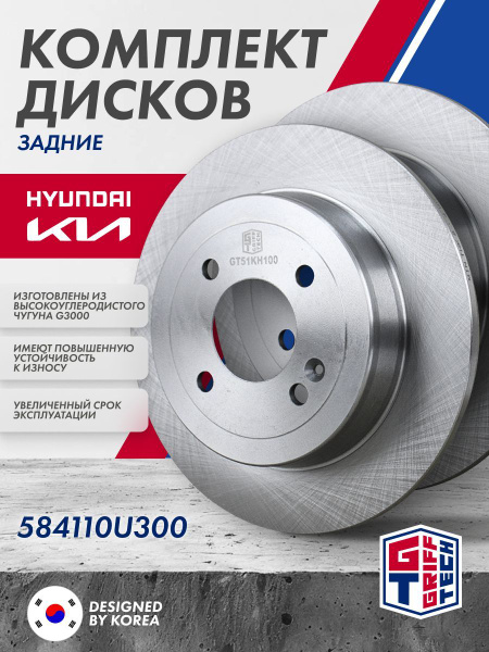 Тормозные диски задние Хендай Солярис 2 Киа Рио 3 , Kia Rio , Hyundai ...