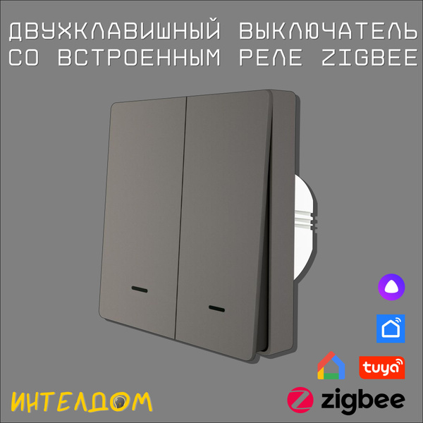 Умный 2-клавишный выключатель Zigbee с Алисой. Версия (L без N/ L+N ...