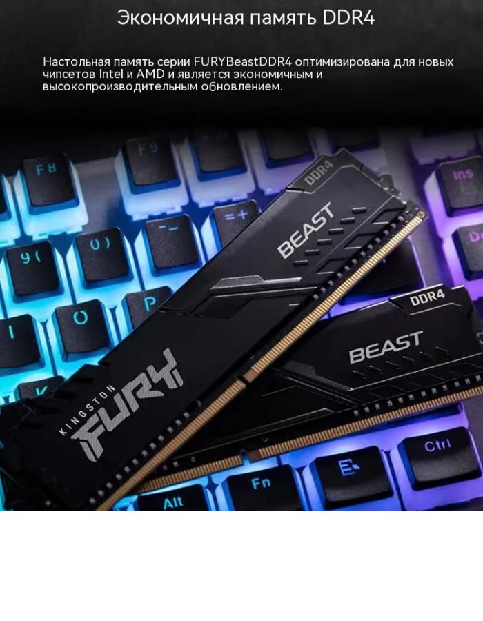 KingstonFuryОперативнаяпамятьBeastBlackDDR42666МГц2x16ГБ(KF426C16BBK2/32)