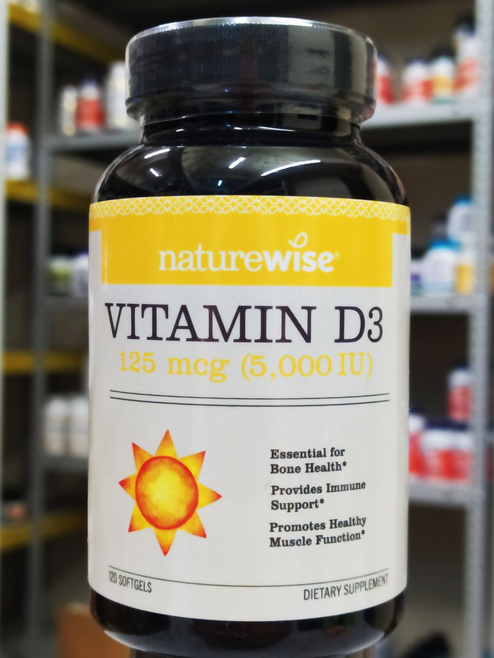 NatureWise, Витамин D3, 125 мкг (5000 МЕ), 120 капсул купить на