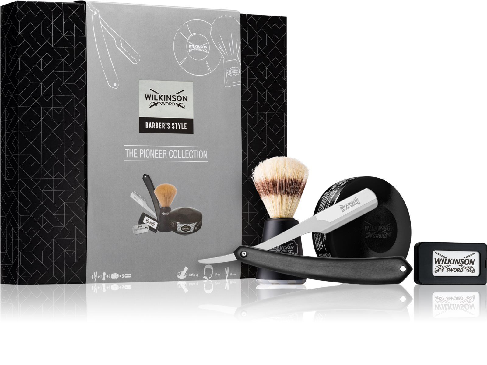 Wilkinson Sword BARBER'S STYLE Pioneer Collection / Опасная бритва ( шаветка) с 5 лезвиями + мыло + помазок, Германия