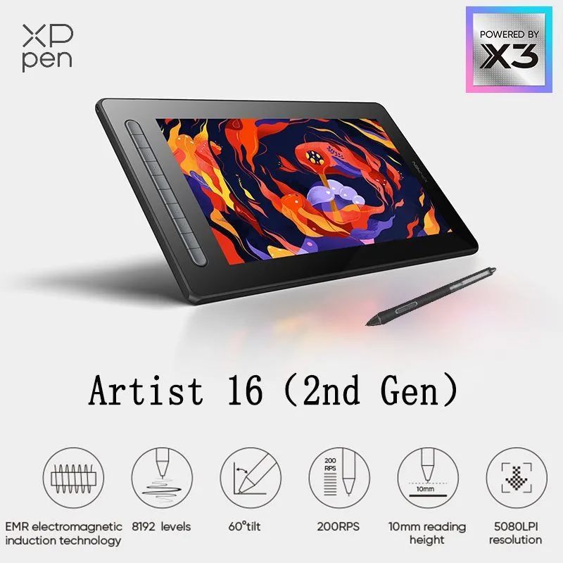 XP-Pen Графический планшет Artist 16 (2nd Gen), формат A4, черный