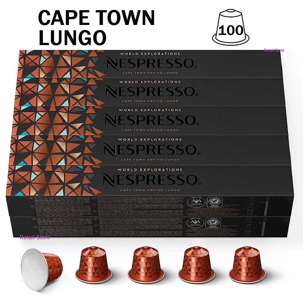 Набор кофе Nespresso CAPE TOWN LUNGO, 10 упаковок (100 капсул)