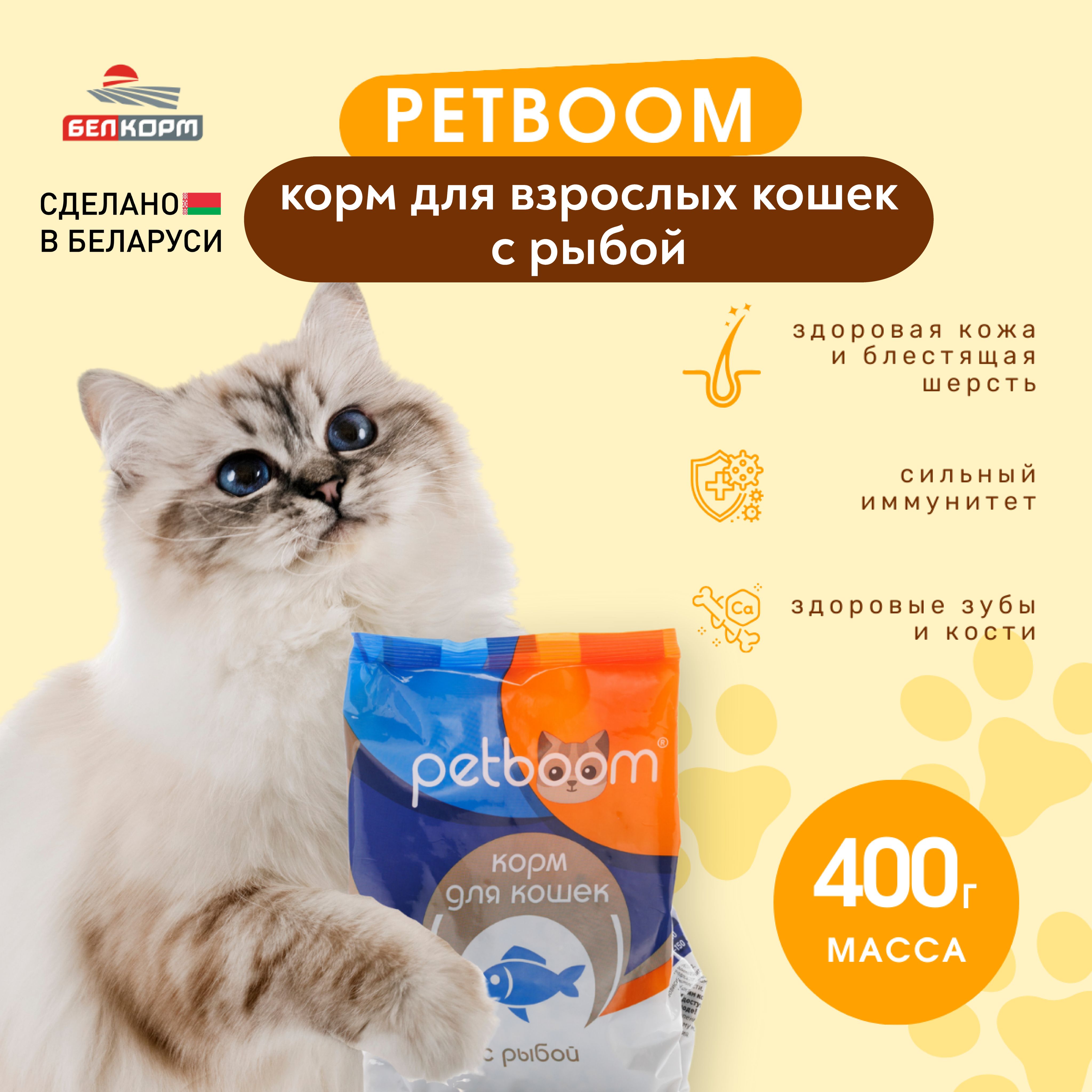 Полнорационный сухой корм для взрослых кошек PetBoom 400 г (рыба, 0,4 кг,  400 гр) - купить с доставкой по выгодным ценам в интернет-магазине OZON  (1381471424)