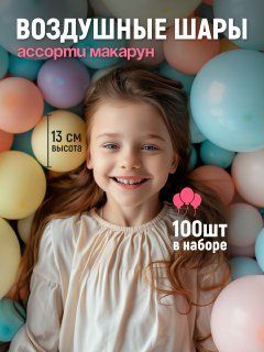 Наборвоздушныхшаровнаденьрождения.Макарунассорти100шт,13см.