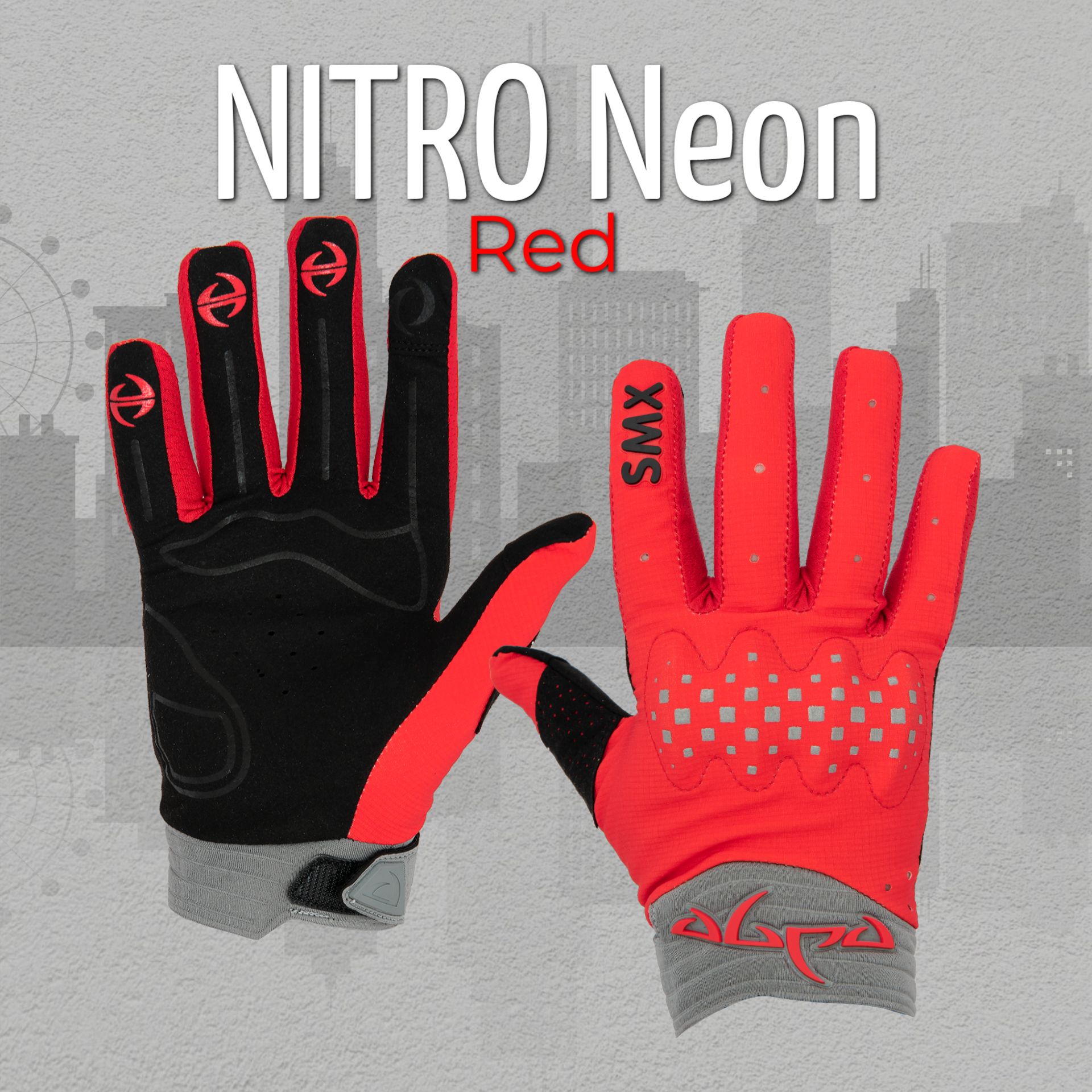 Мотоперчатки EDGE NITRO Neon Red L