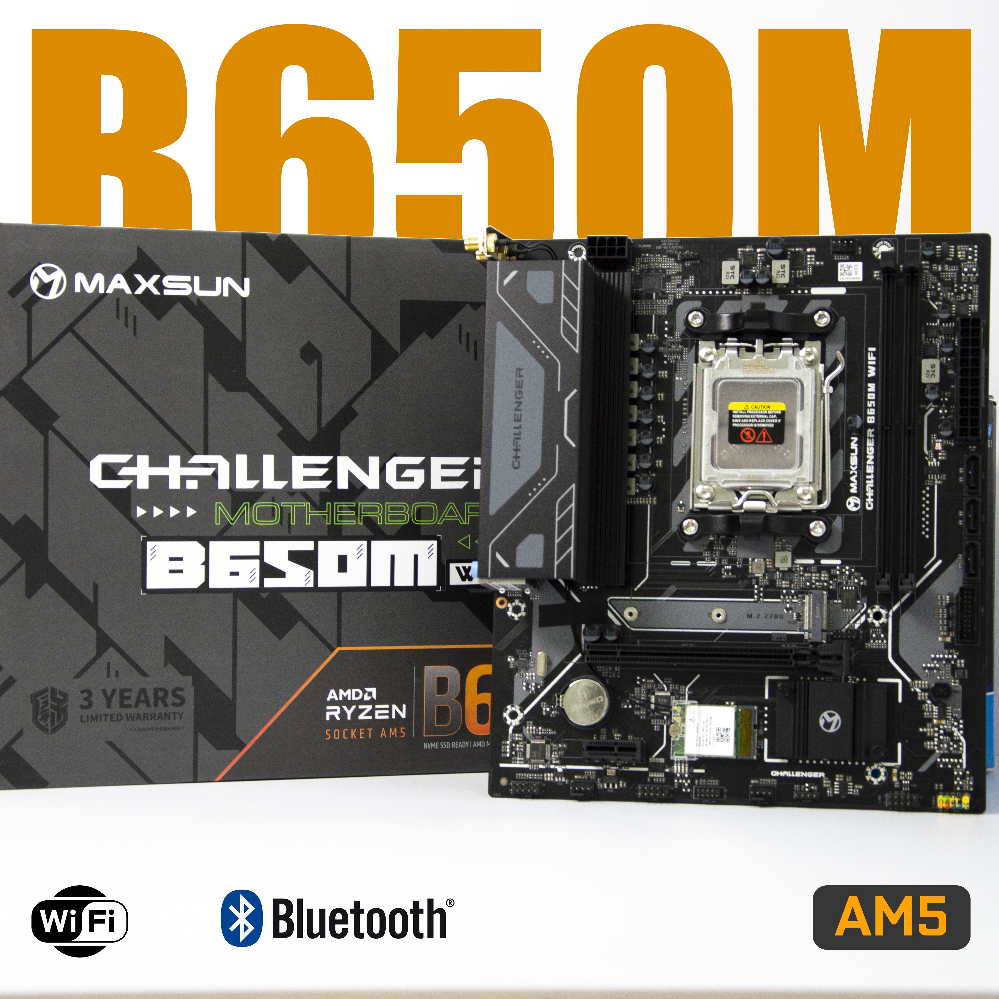 МатеринскаяплатаMAXSUNChallengerB650MWi-Fi+BTAM5DDR5M.2Micro-ATX