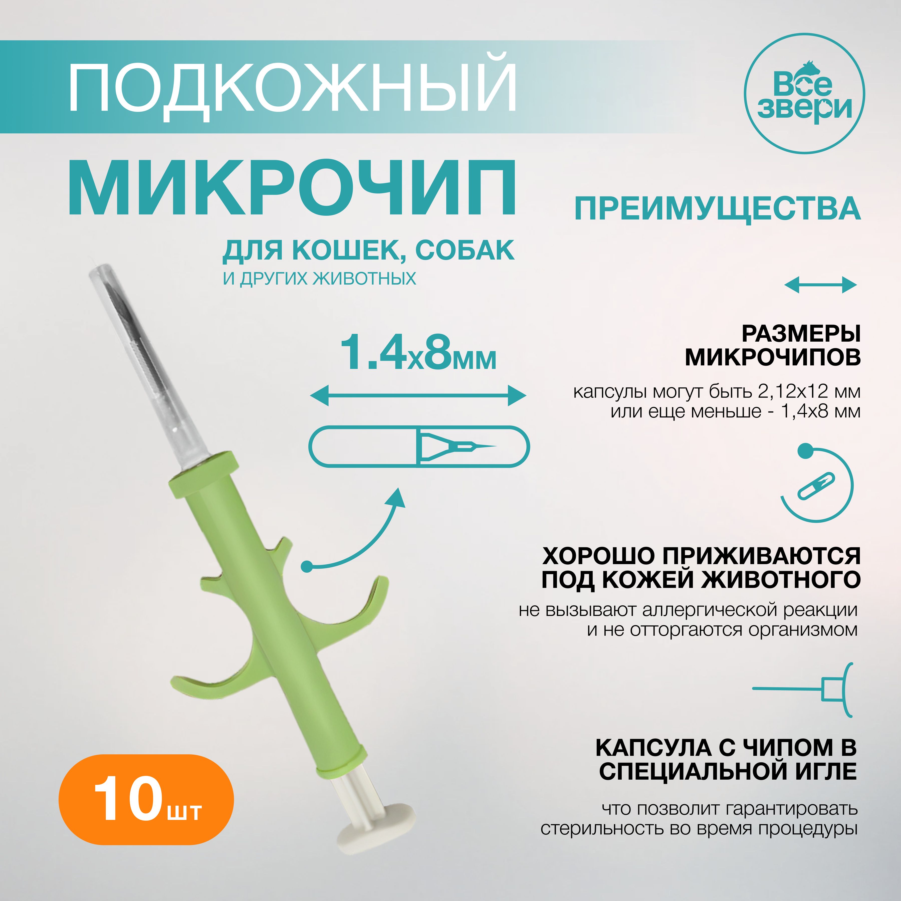 Микрочипы для животных в шприце 1.4х8мм (10 шт) - купить с доставкой по  выгодным ценам в интернет-магазине OZON (465246367)