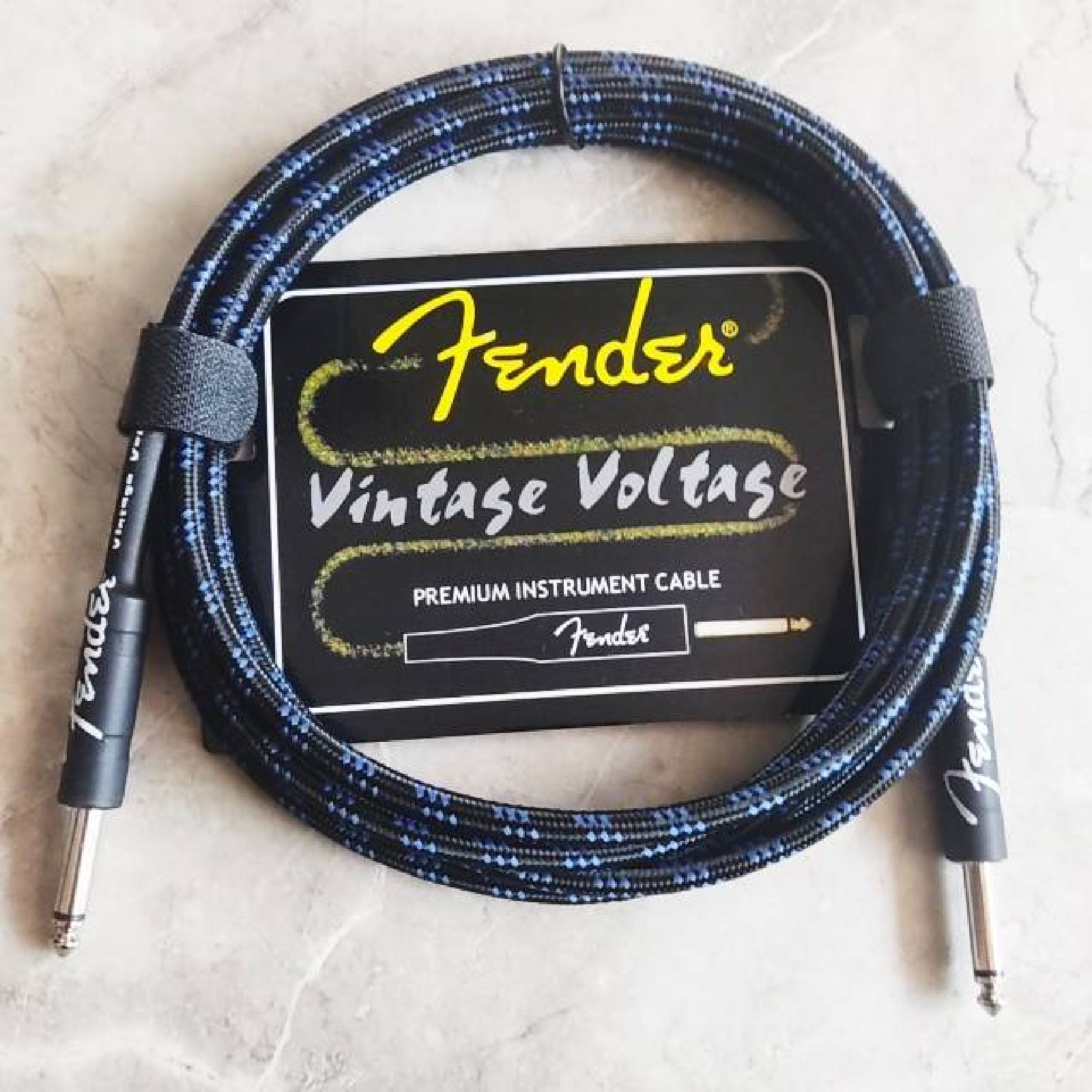 Премиум гитарный кабель синий 3 метра 6.3 jack Fender Vintage Voltage, шнур для для электрогитары, электроакустической, полуакустики, провод для музыкальных инструментов.