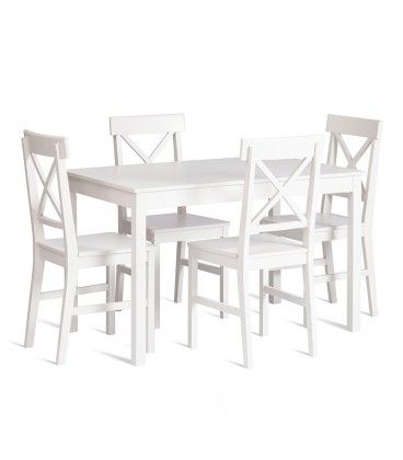 Обеденный комплект Хадсон (стол + 4 стула)/ Hudson Dining Set (mod.0102) белый