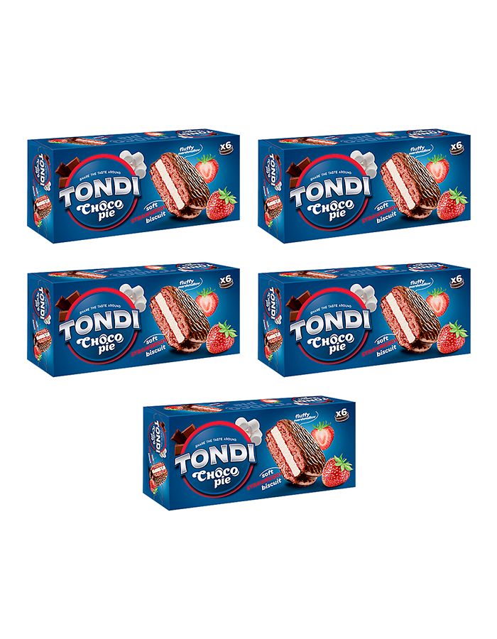 Печенье Tondi Choco Pie Клубничное, 5 уп по 180 гр