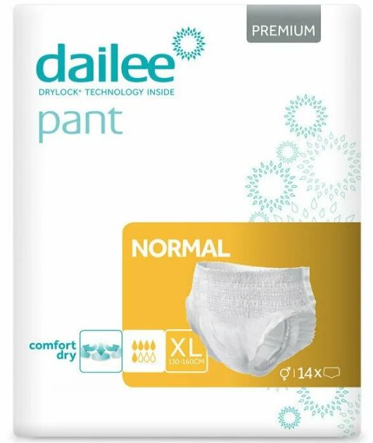 Подгузники-трусики для взрослых Dailee Pant Premium Normal XL, обхват 130-160 см, 14 шт.