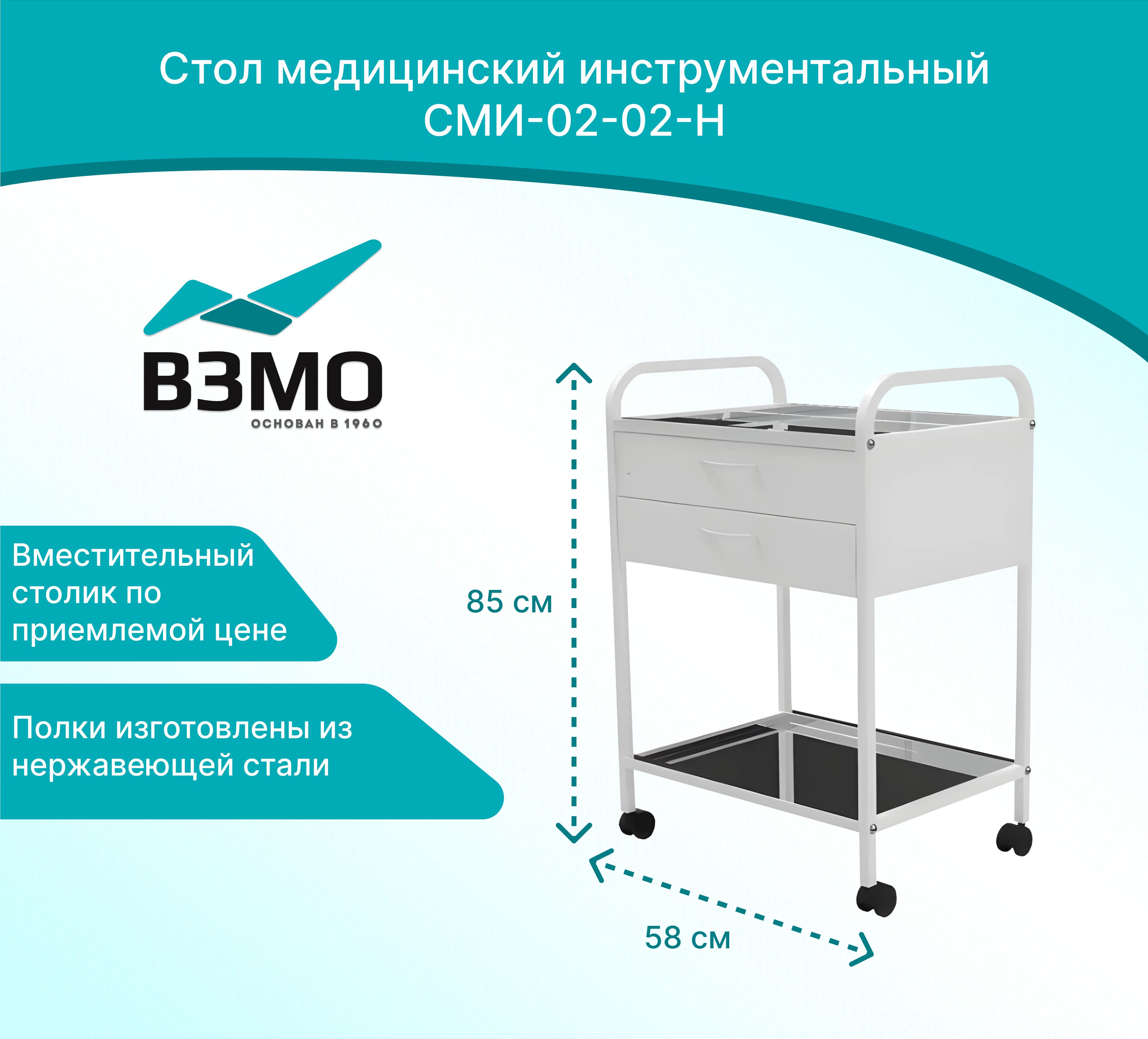 Стол медицинский инструментальный сми 03 01 н