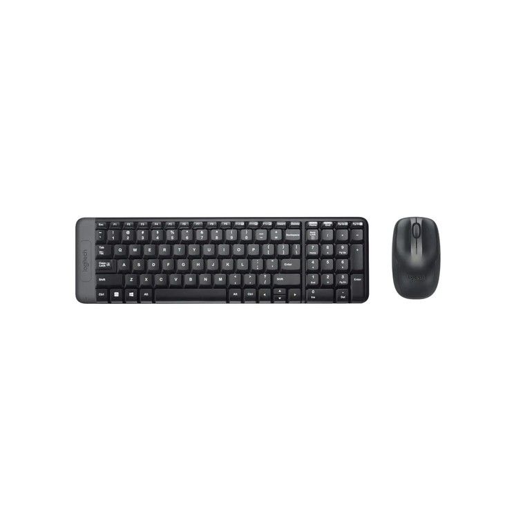 LogitechКомплектмышь+клавиатурабеспроводнаяMK220,черный