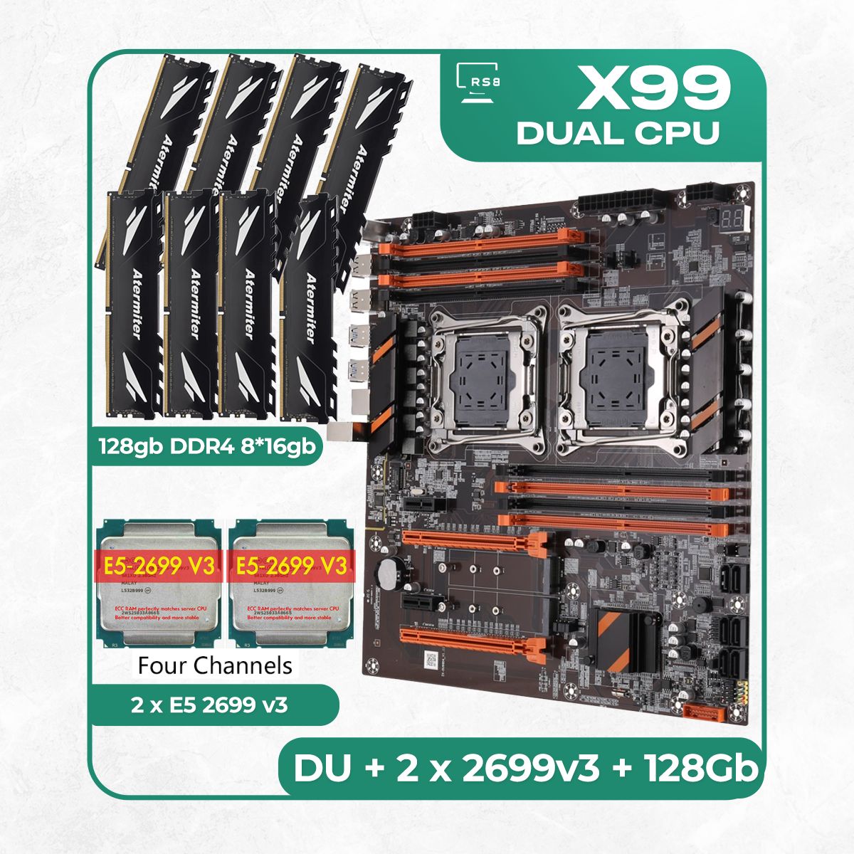 KllisreМатеринскаяплатаКомплектматеринскойплатыX99:ZX-DU99D4+2xXeonE52699v3+DDR4128ГбAtermiter3200Mhz8х16Гб