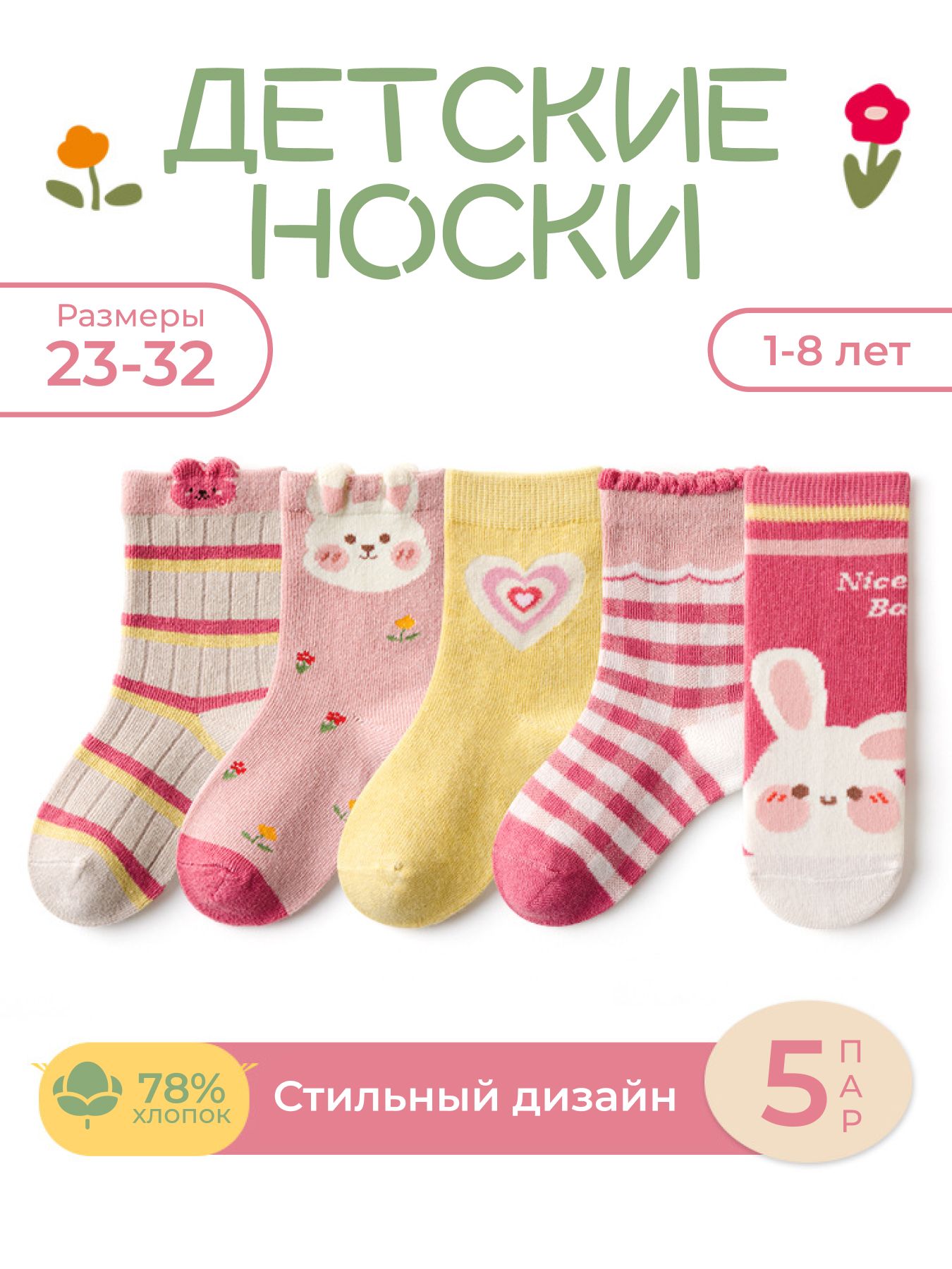 КомплектносковMinliuSocksДлядевочек,5пар