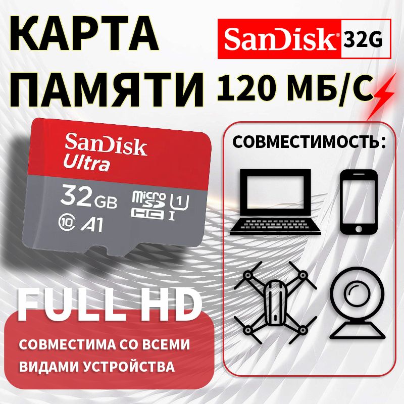 Карта памяти SanDisk Ultra 32 ГБ TF-карта