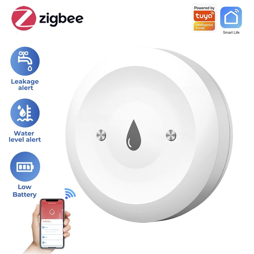 УмныйдатчикпротечкиводыZigbee3.0,совместимсЯндексАлисой,Waterleaksensor