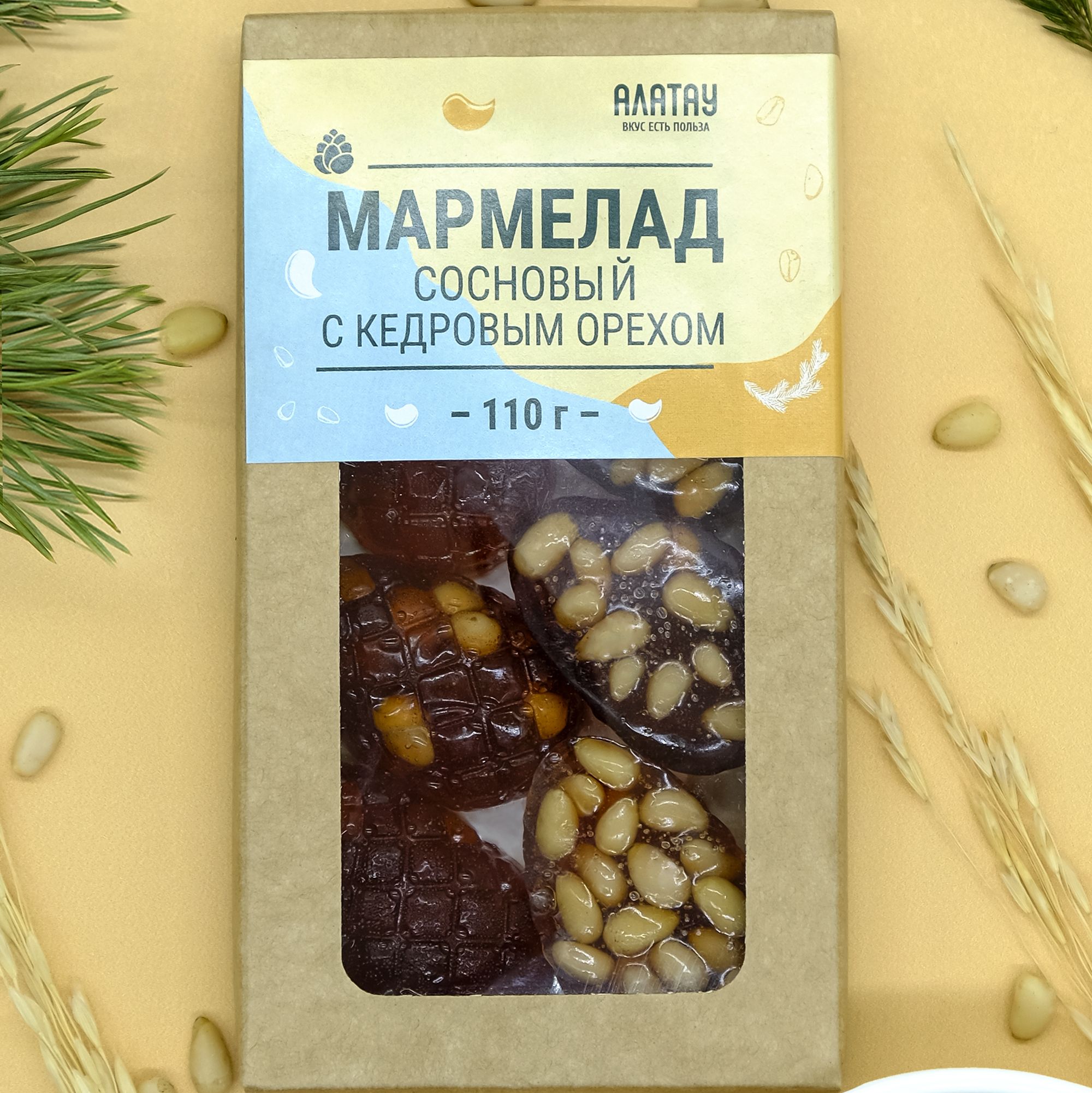 Мармелад натуральный Алатау, кедровый с орехами, 110 гр.