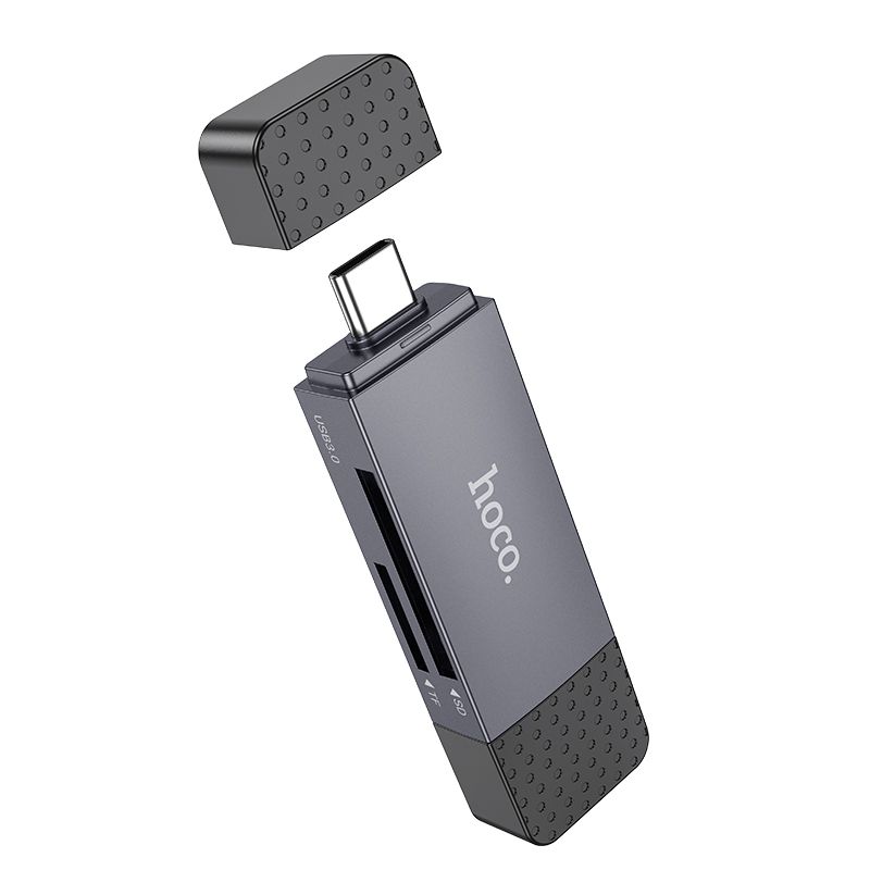 Переходник HOCO HB45 USB/USB-C (OTG) Картридер, для SD и Micro SD, серый