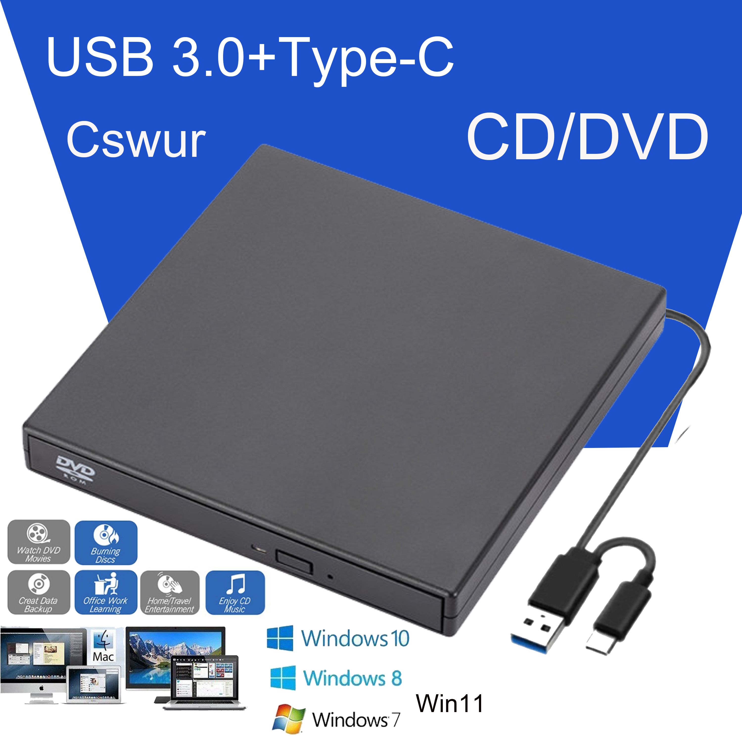 Дисковод внешний оптический привод для ноутбука и пк CD DVD-RW USB 3.0 type-c