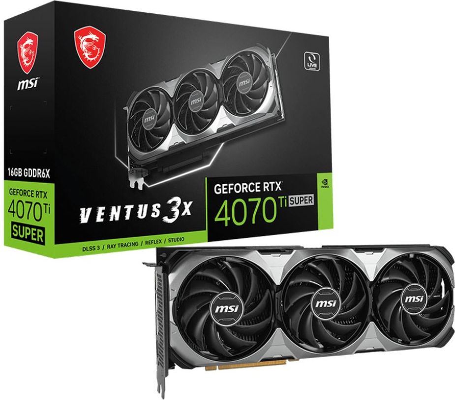 MSI Видеокарта GeForce RTX 4070 Ti VENTUS 3X 16 ГБ (GeForce RTX 4070 Ti SUPER 16G VENTUS 3X)