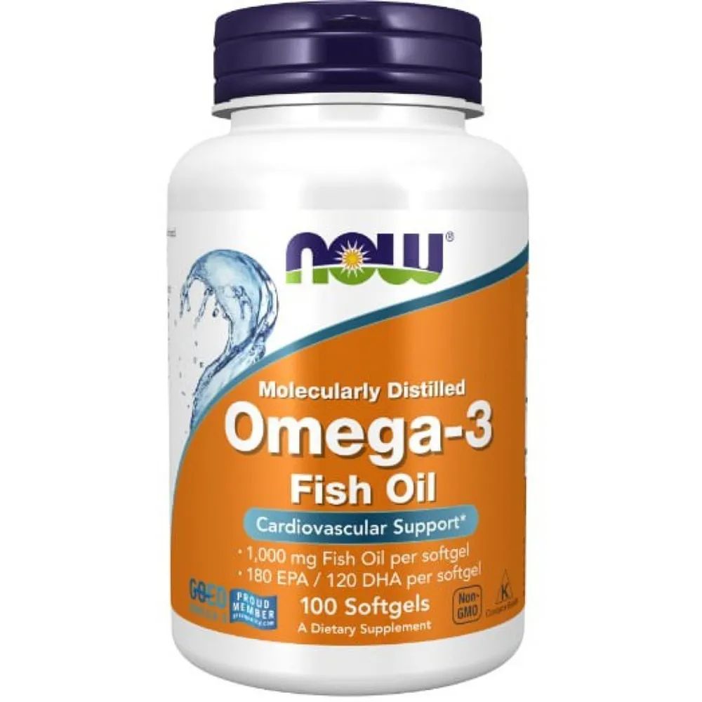 Омега 3, NOW "Omega 3", рыбий жир, 1000 мг, 100 капсул