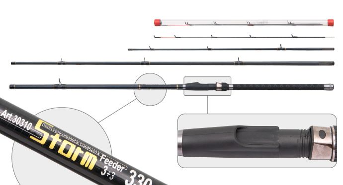 Удилище штекерное стекло фидерное 3 колена EOS Storm Feeder 30310 (60-90-120) 3,6 м со сменным хлыстом