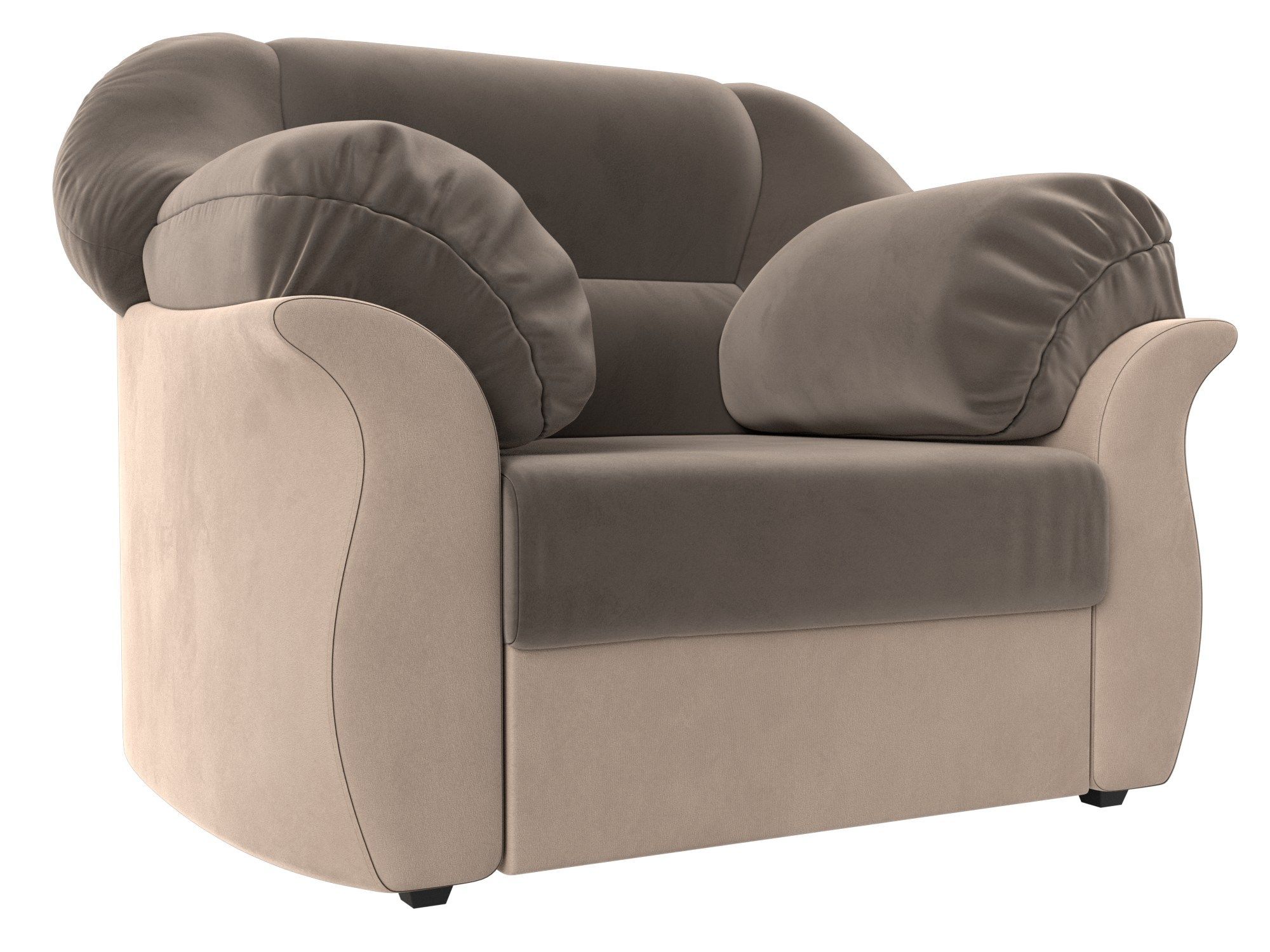 Кресло Карнелла, велюр, механизм нераскладной, коричневый, 112x93x93см. Хит Диванов