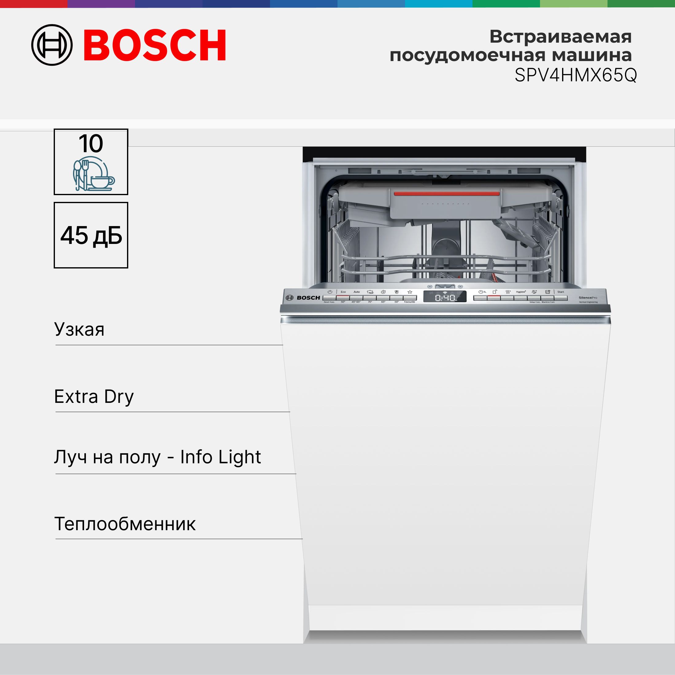 BoschВстраиваемаяпосудомоечнаямашинаSPV4HMX65Q,белый