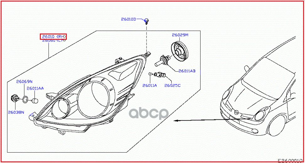 ФараГоловногоСветаNISSANарт.26010BH10B