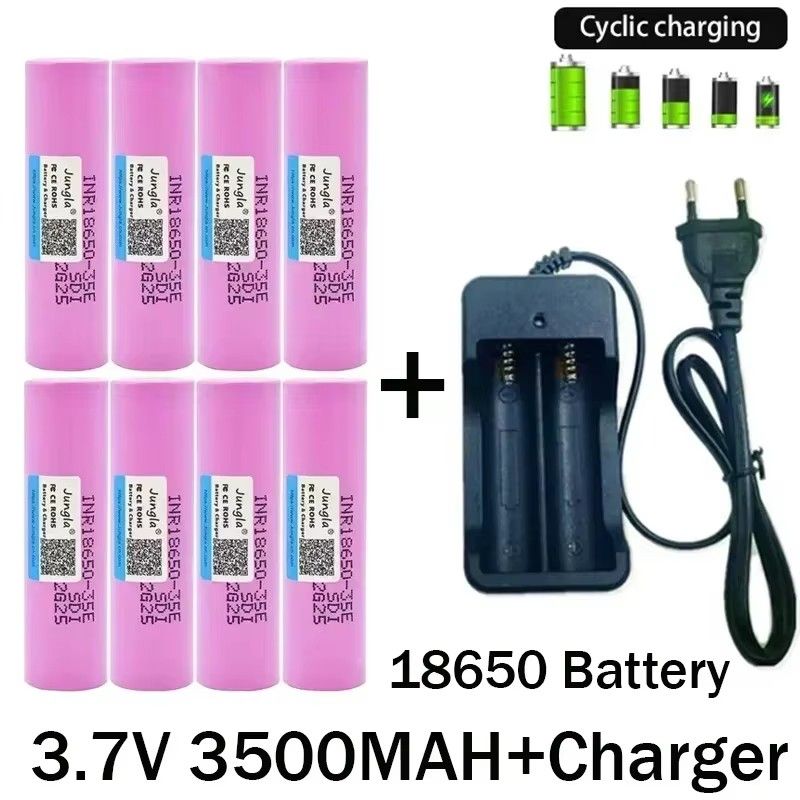 18650 Аккумулятор 2024 Самый продаваемый 35E литий - ион 3.7V 3500 mAh + Зарядное устройство Зарядные батареи Поддерживаемые отверточные батареи