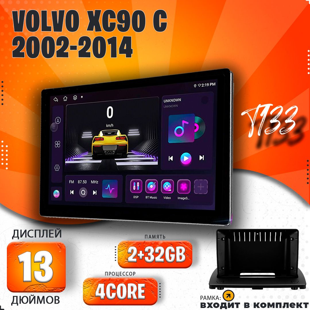 Штатная магнитола T133/ 2+32GB/ Volvo XC90/ Вольво ХС90 магнитола Android 10 2din головное устройство мультимедиа