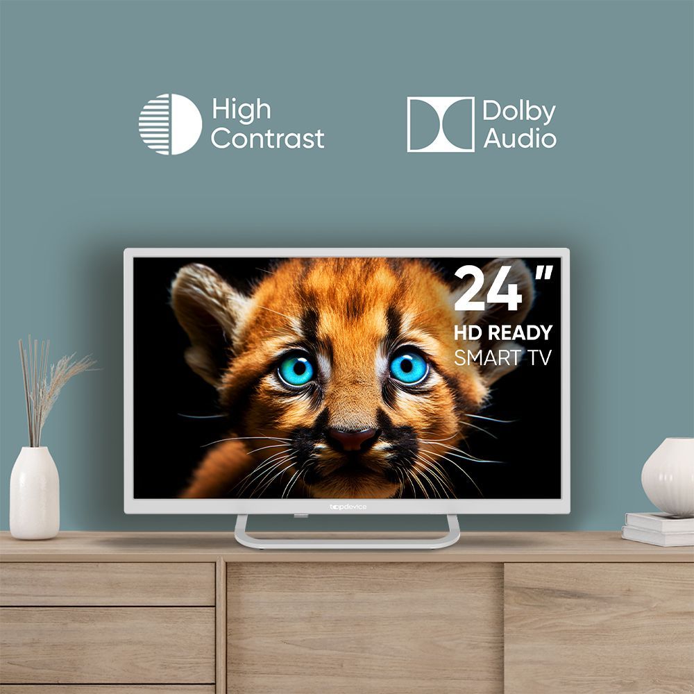 topdev!ce Телевизор TV 24" SMART (TDTV24BS02H_WE), 720p, Smart TV WildRed,  24" HD, белый