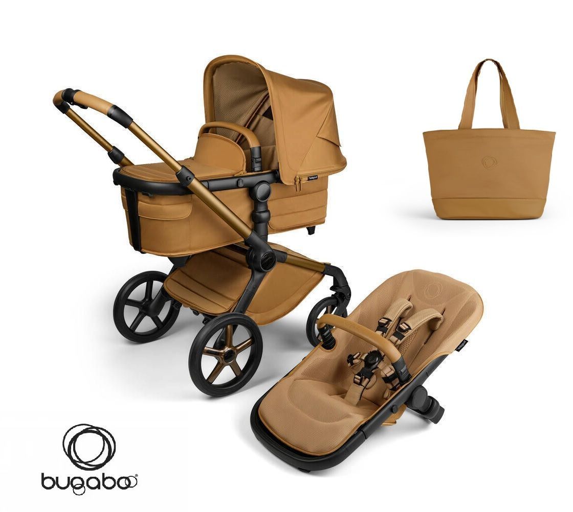 Детская коляска-трансформер 2in1 Bugaboo Fox5 + сумка Noir Amber Glow