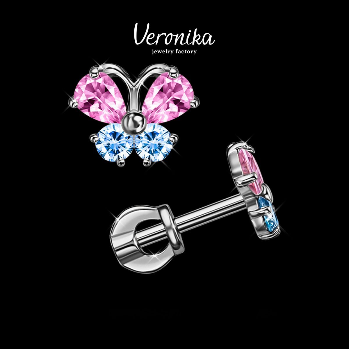 Veronika jewelry factory Серьги женские серебро 925 пробы пусеты гвоздики