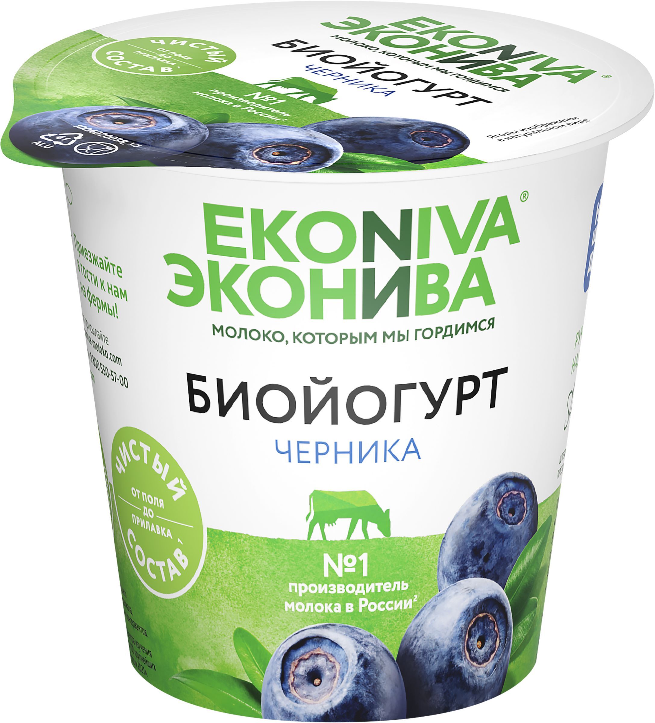 Биойогурт ЭКОНИВА Черника 2,8%, без змж, 125г