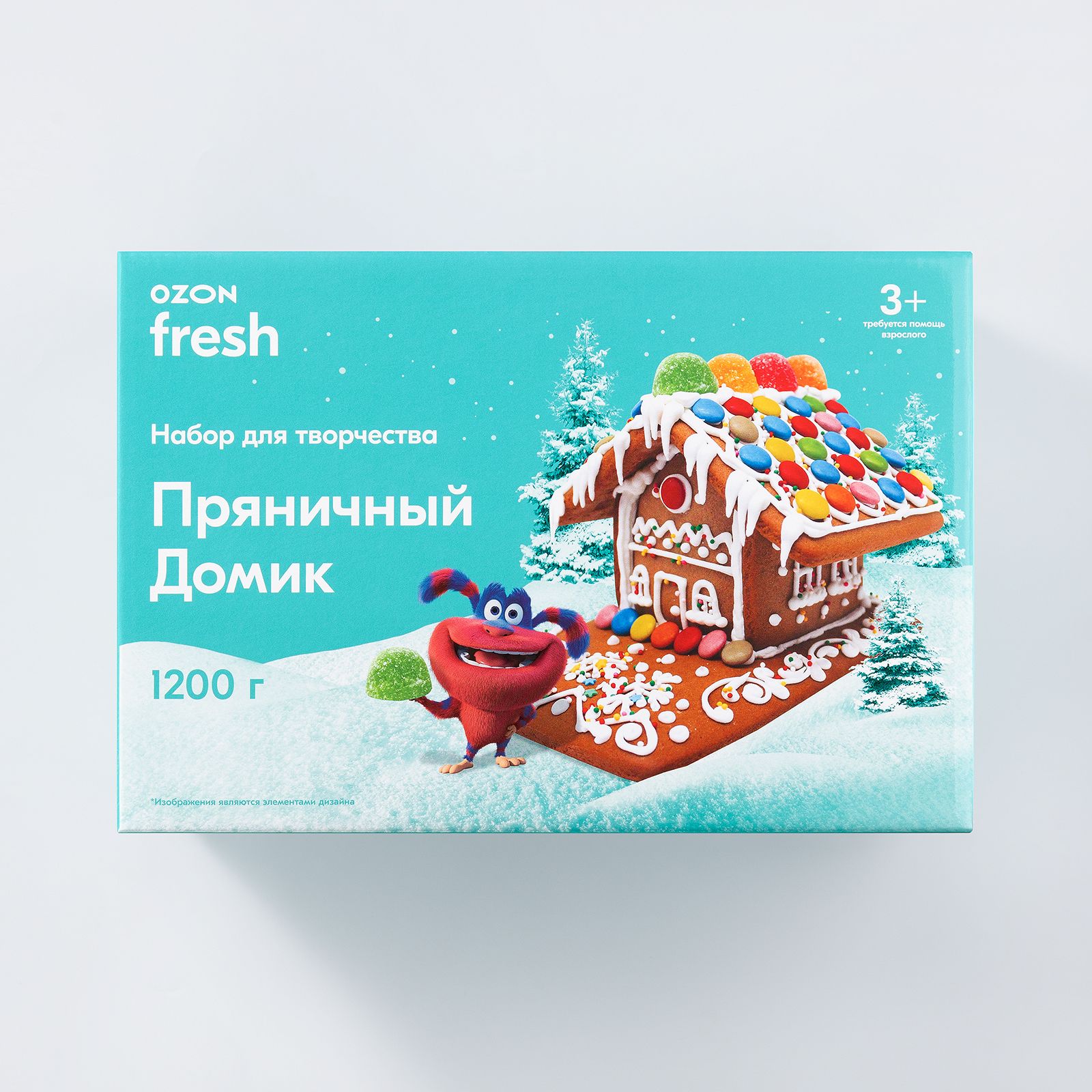 Творческий набор из имбирно-медовых пряников Ozon fresh, Пряничный домик, 1200 г