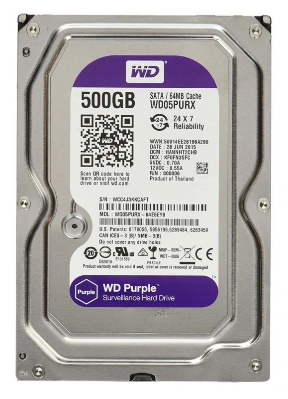 WesternDigital500ГБВнутреннийжесткийдискWD05PURXWD10PURX(WD05PURX)