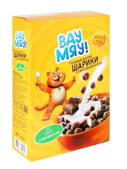 Готовый завтрак ВАУ МЯУ Шарики, со вкусом шоколада, 370г