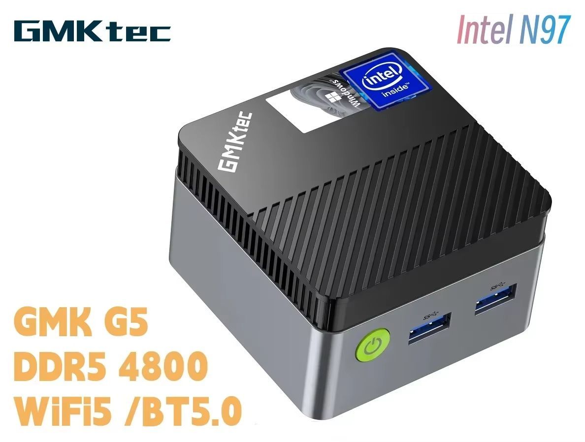 GMKtec Мини-ПК G5 (Intel N97, RAM Отсутствует, Intel UHD Graphics, Windows 11 Pro)