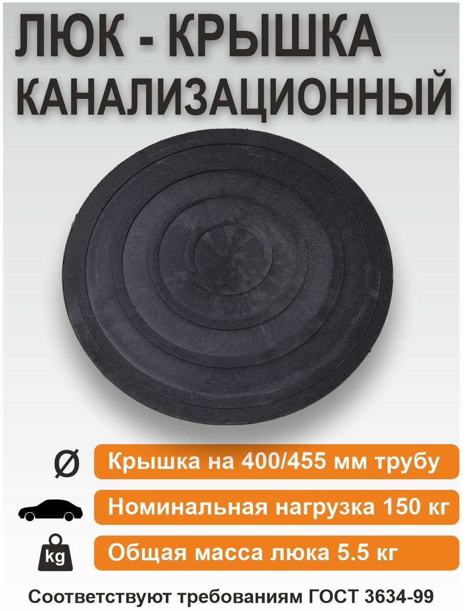 Люк/пробка Д 400/455 мм (черный) дренажного колодца