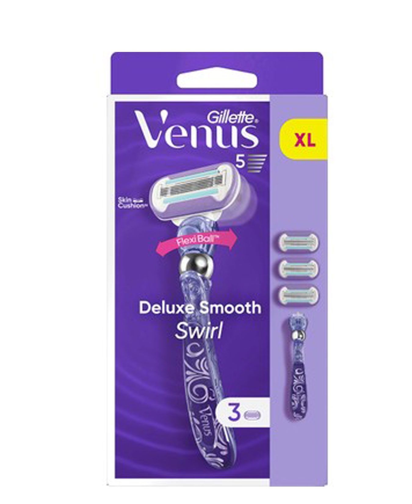 Gillette Venus deluxe Smooth Swirl женский бритвенный станок, 3 кассеты, 5 лезвий для невероятно гладкого бритья надолго