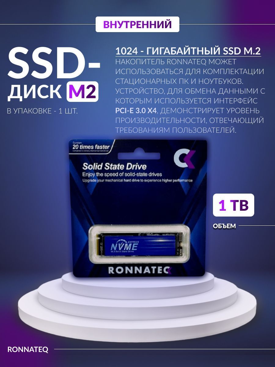 Ronnateq 1 ТБ Внутренний SSD-диск SSD M2 256 (RQ2M2)