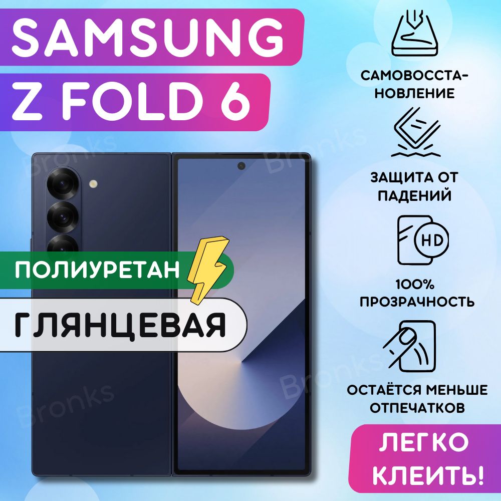 Гидрогелевая полиуретановая пленка на Samsung Galaxy Z Fold 6 (внешний экран), гидрогелевая полиуретановая бронеплёнка на гэлакси з фолд 6, защитная противоударная пленка