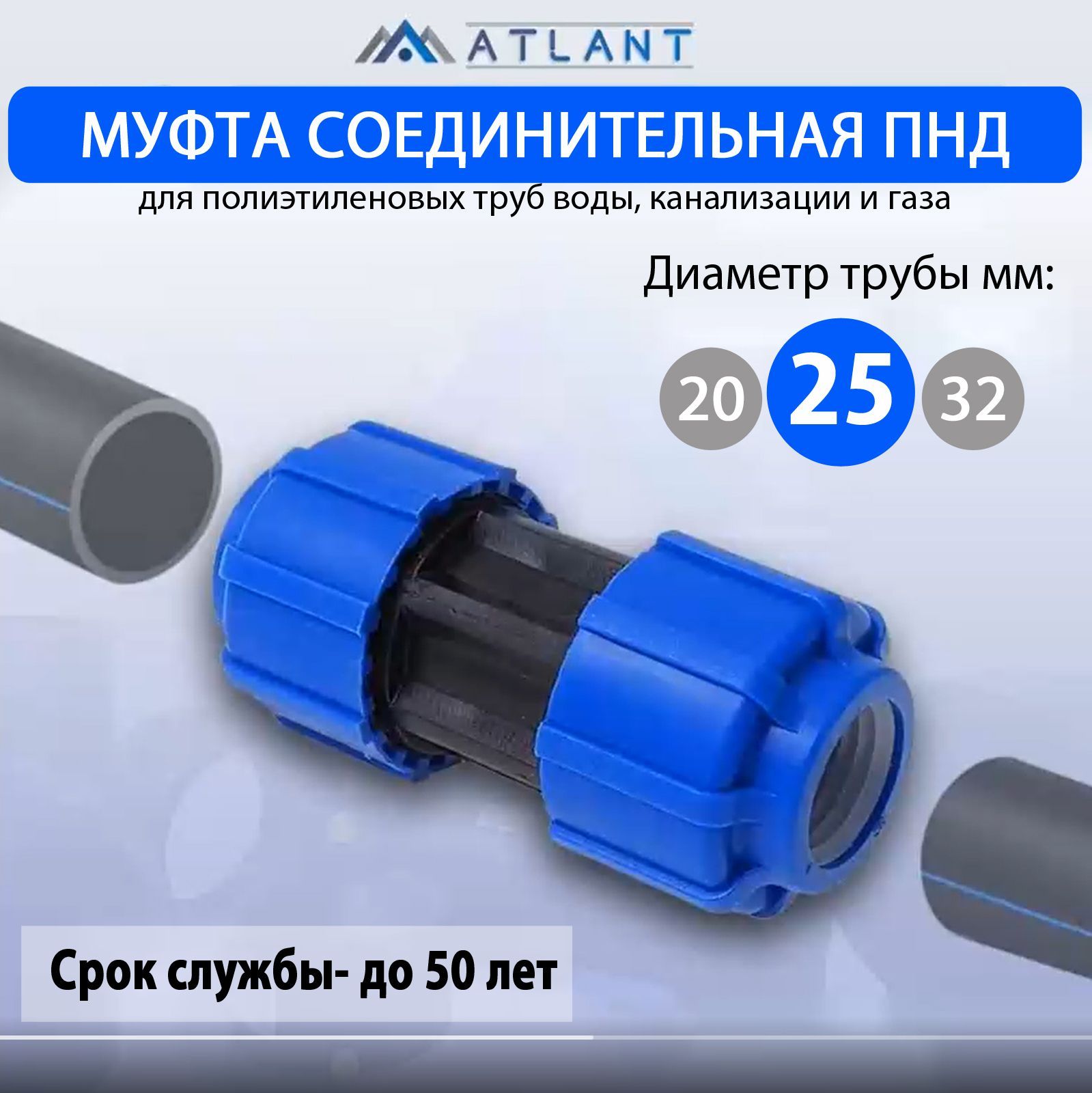 МуфтаПНДсоединительнаяD25,цанга/фитингидляпндтрубы25мм