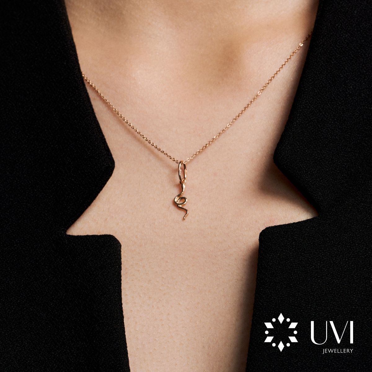 Подвеска на шею золотая 585 "Мудрость змеи", UVI Jewellery