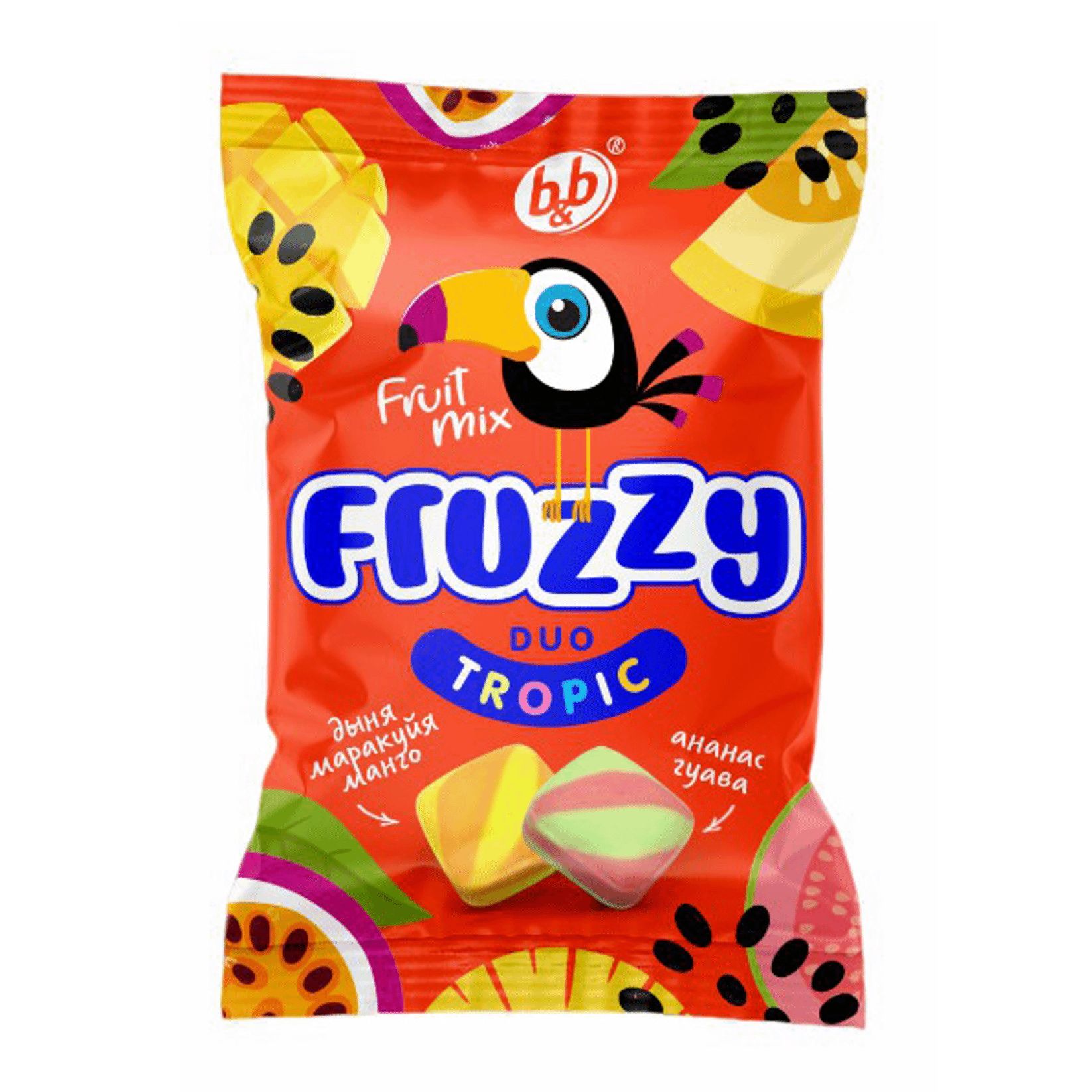 Конфеты жевательные, "Fruzzy" Duo тропический вкус 180 г